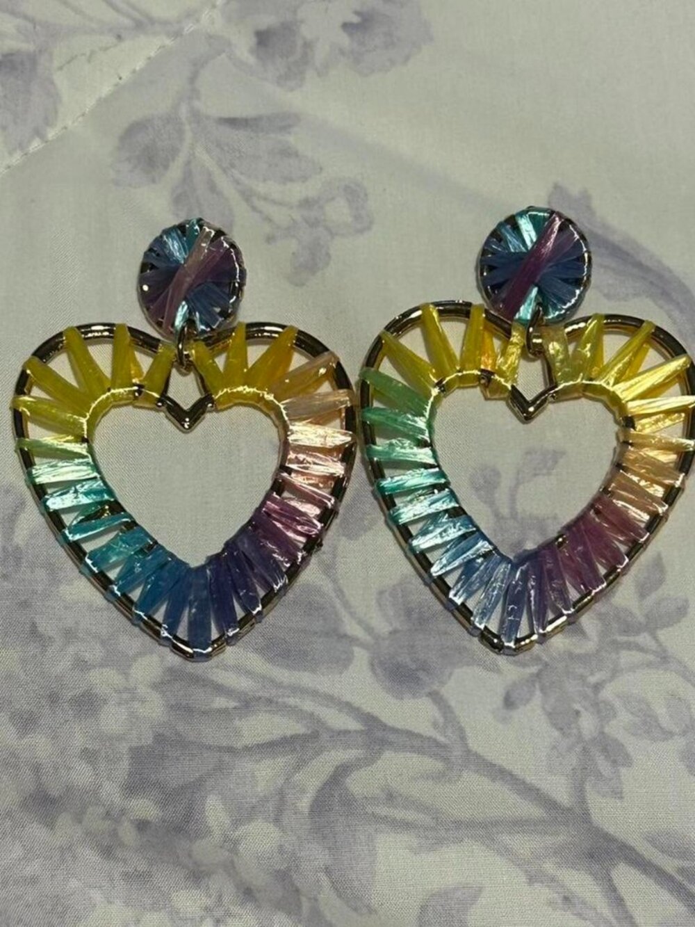 Colorful Heart Rattan Earrings from Anthropologie.
